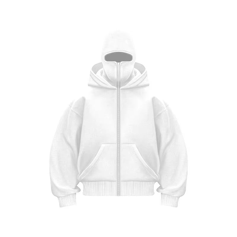 Men'S Double Hat Mask Zipper Design Winter Windproof Hoodie Sports Jacket Outdoor Activities Hiking Travel Running Sweatshirt 